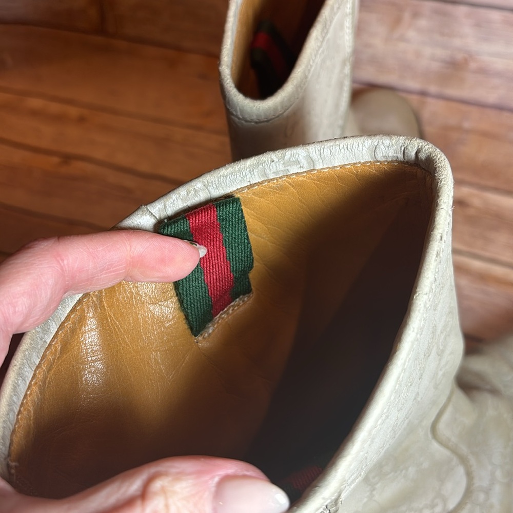Gucci vintage cowboy boots amazing vintage find leather size 42 stone colored GG - Picture 6 of 14